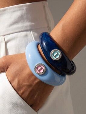 Dior Thick Resin Bangle Bracelets in Light Blue- One light blue